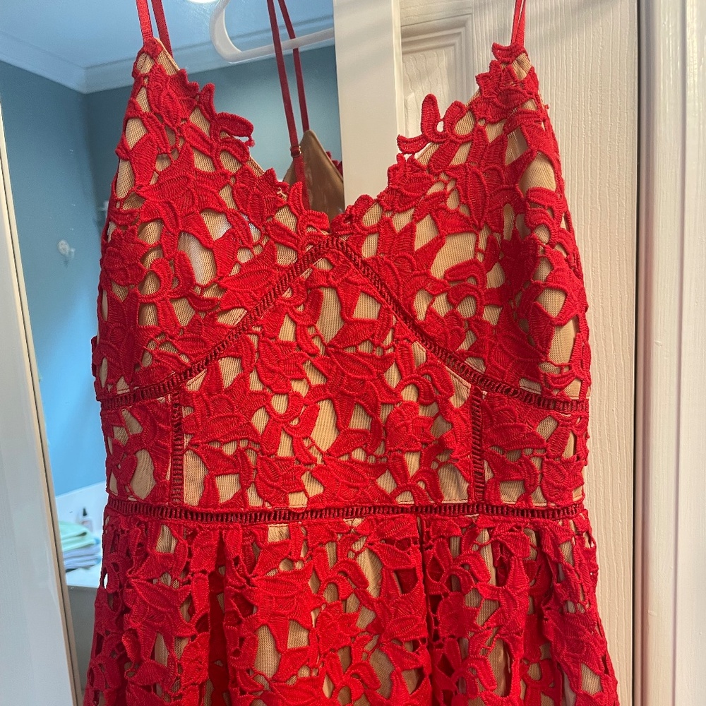 Red lace dress